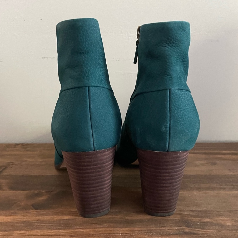 Like-New Cole Haan Suede Heeled Boots, Nike Air, Dark Teal (W 11) - Picture 4 of 11